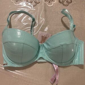 NWT Savage X Fenty Faux Leather Mint Green Croc-Embossed Underwire Bra - 36DD